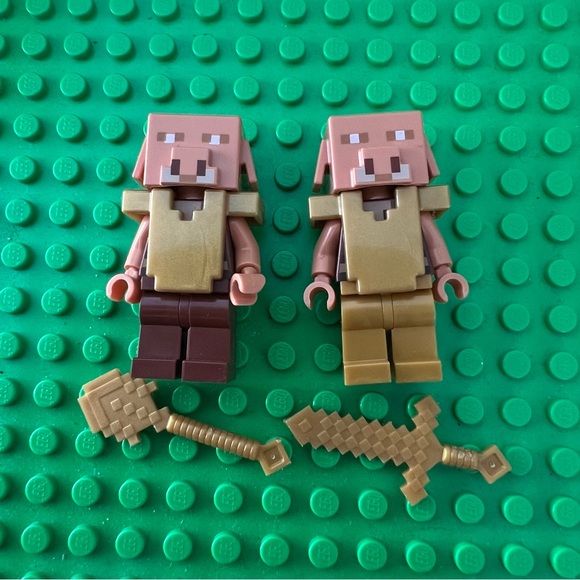 Lego Minecraft Piglin Armor Gold Brown 21168 Minifigure Figure Lot Of 2 - Picture 3 of 9